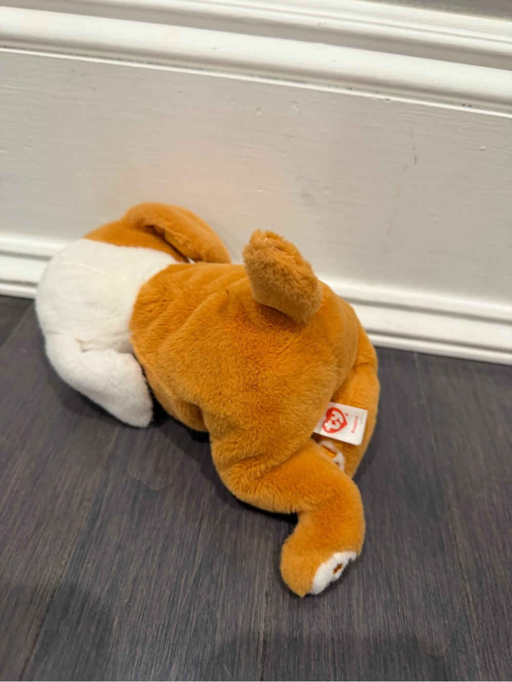 NWOT Ty Ruggles 9” in Orange White Puppy Beanie Boo Sparkly Eyes Stuffed Animal - Picture 2 of 4